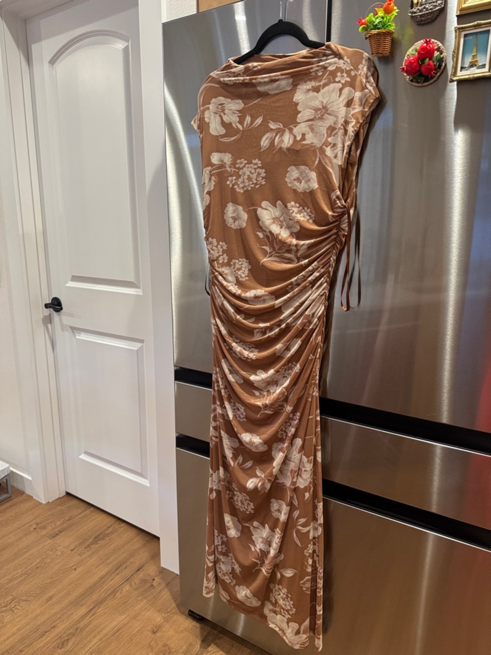 Premier Brown Maxi Dress with Cream Floral Print